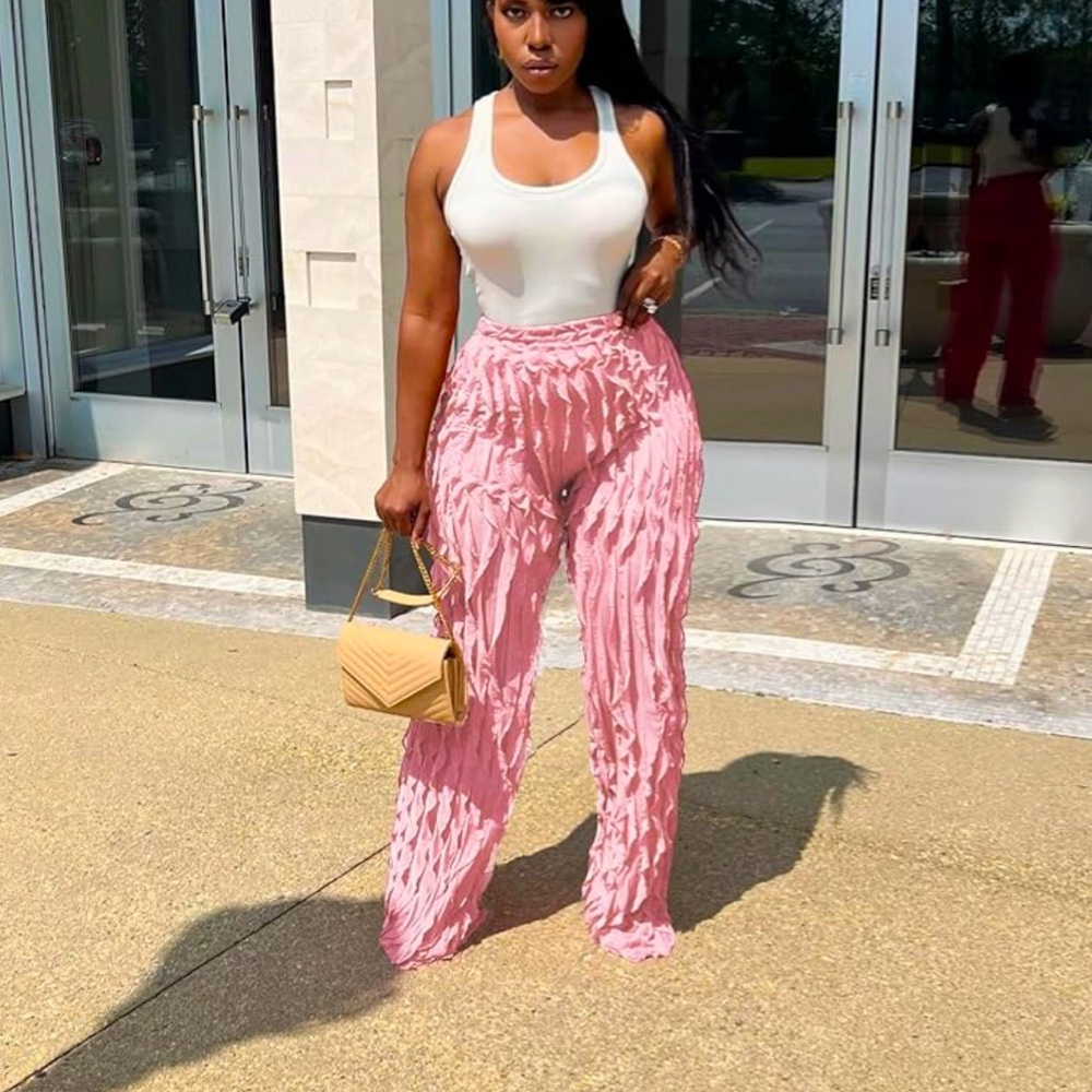 Ruffle Wave Palazzo Pants